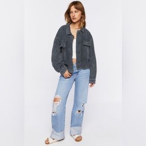 Forever 21 Reverse Fleece Cropped Shacket